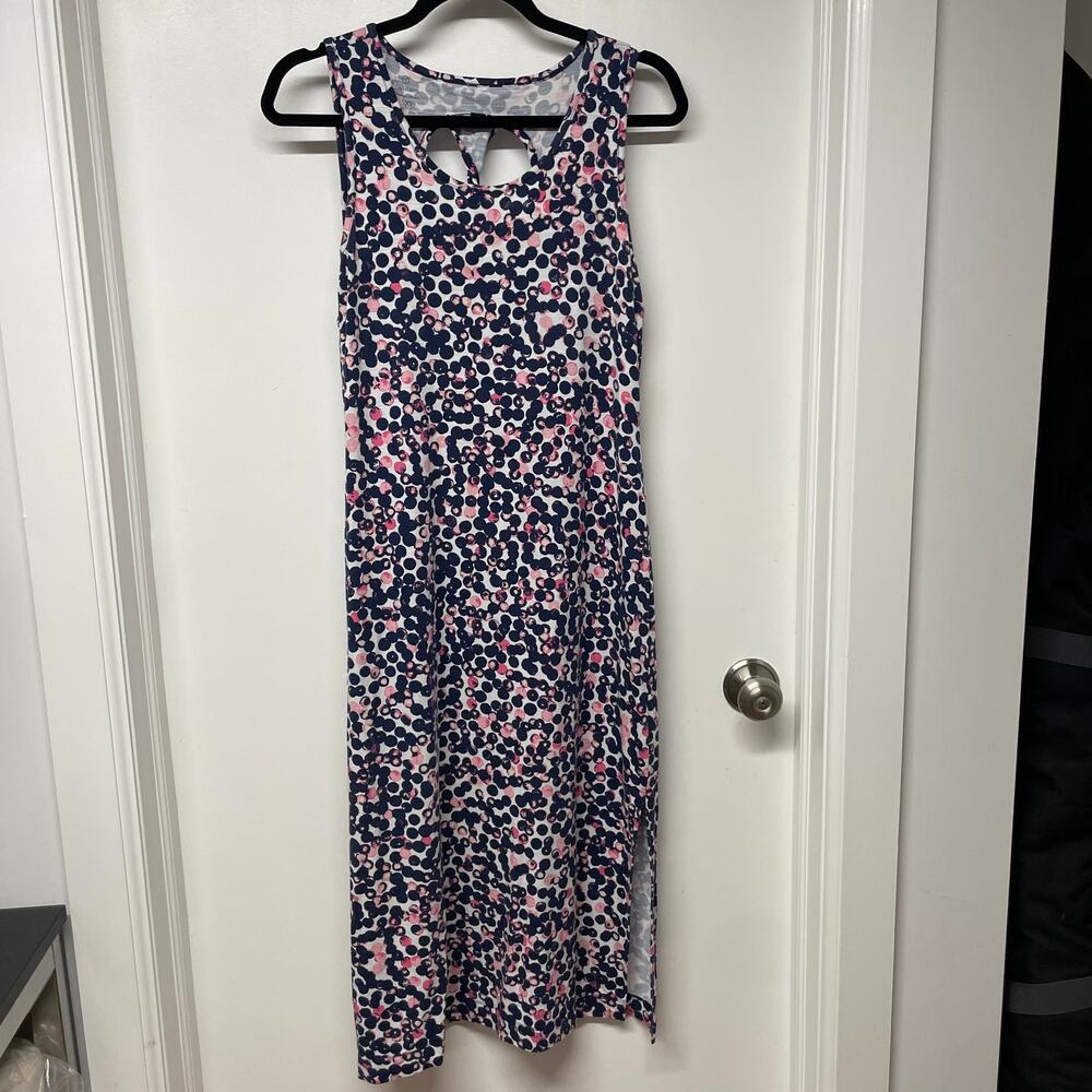 Talbots Womens Sleeveless Bubblegum Maxi Dress Stretch Cotton Size XS Pink Blue